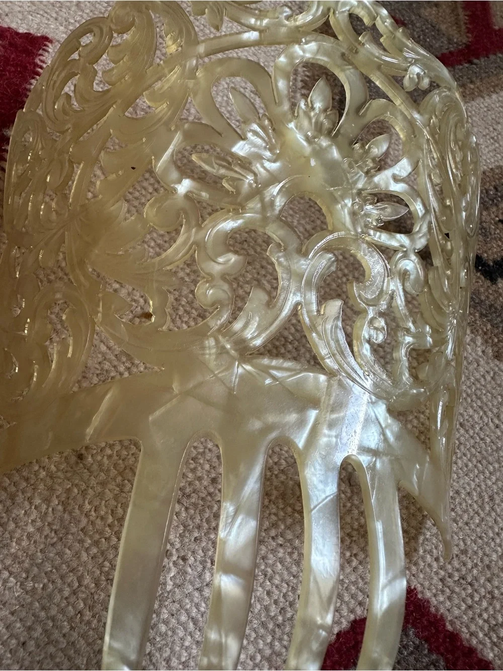 Antique Spanish Mantilla Comb Faux Mother Of Pearl